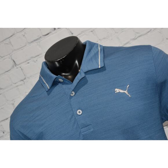 PUMA Golf Polo Shirt Mens Size Large Polyester Performance Blue - Picture 2 of 6